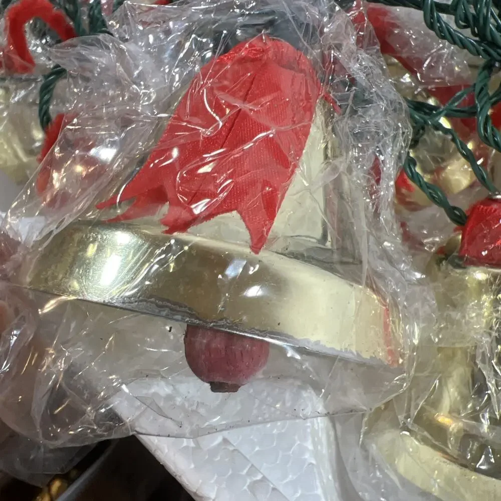 Vintage Caroling Musical Christmas Bells 9 Brass 1989 in Styrofoam